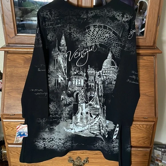 Cactus Venezia 3/4 sleeve Black Shirt NWT size X Large - Picture 6 of 6